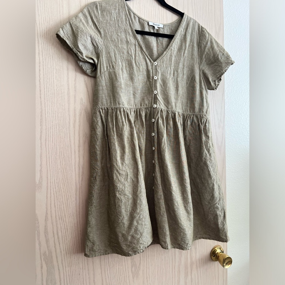 Madewell Olive Button-Front Dress